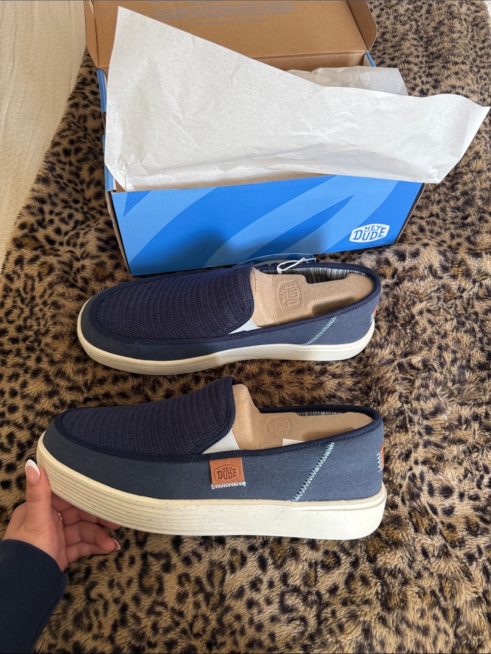Hey Dude Navy and White Slip-On Casual Sneakers